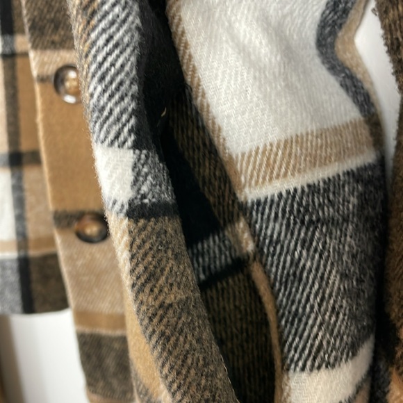 Womens L High Waist A Line Plaid Skirt Set Long Sleeve Button Down 2 Pocket Top - Picture 11 of 12